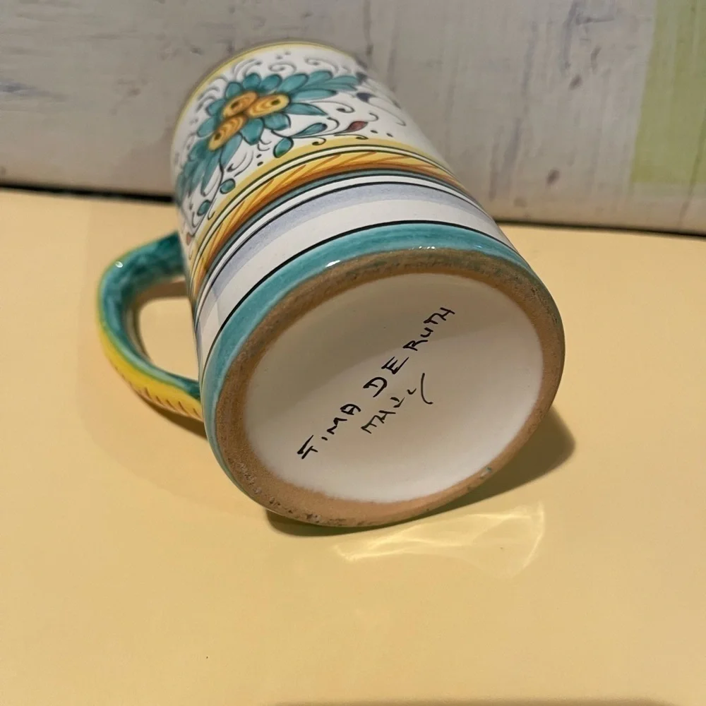 VTG Fima Deruta Italian hand painted ceramic coffee cup